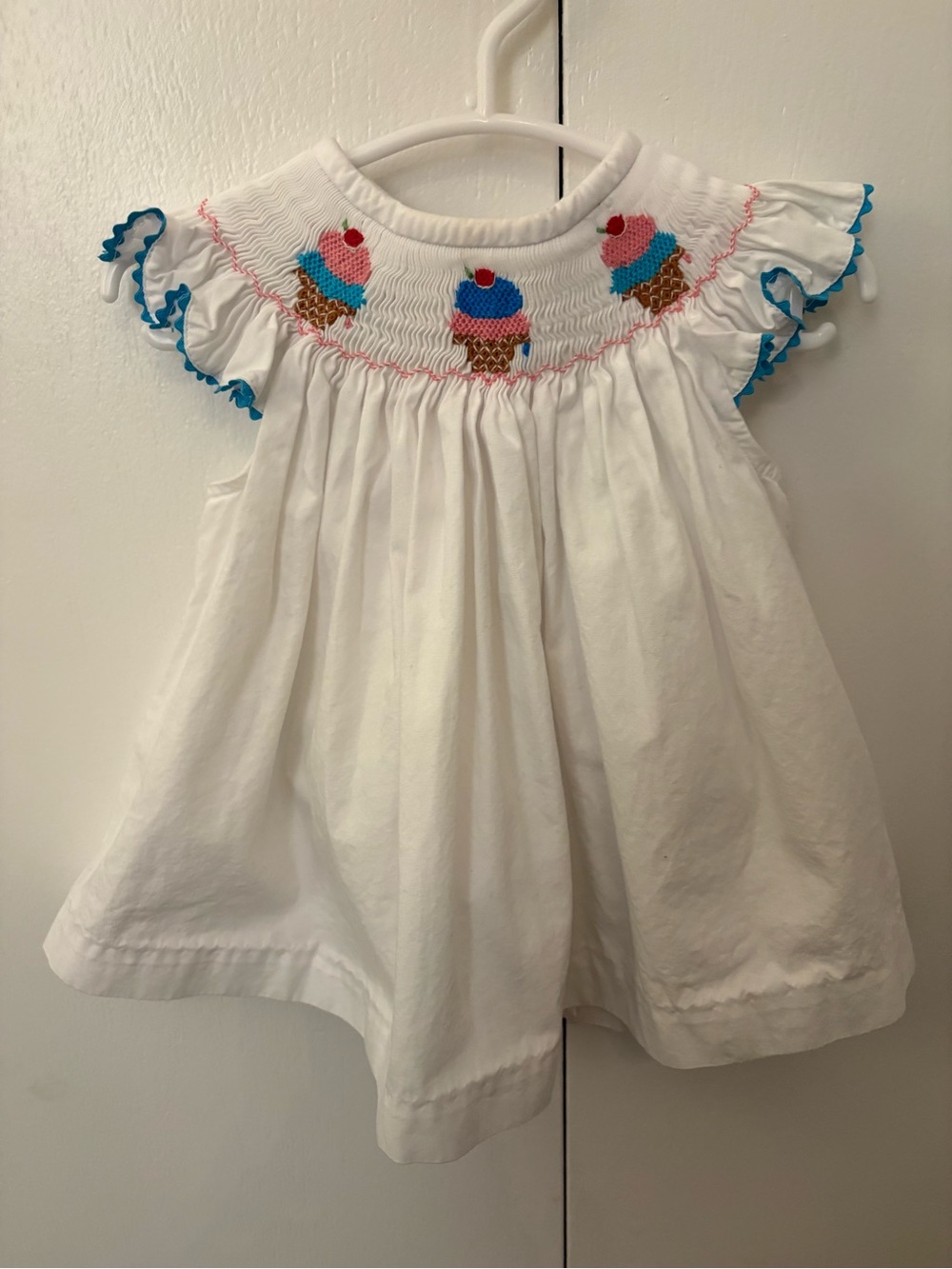 White Smocked Ice Cream Dress for Girls